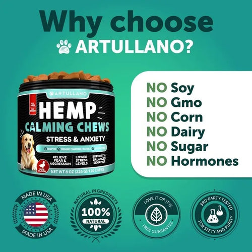 Calming Hemp Chews for Dogs – Anxiety & Stress Relief