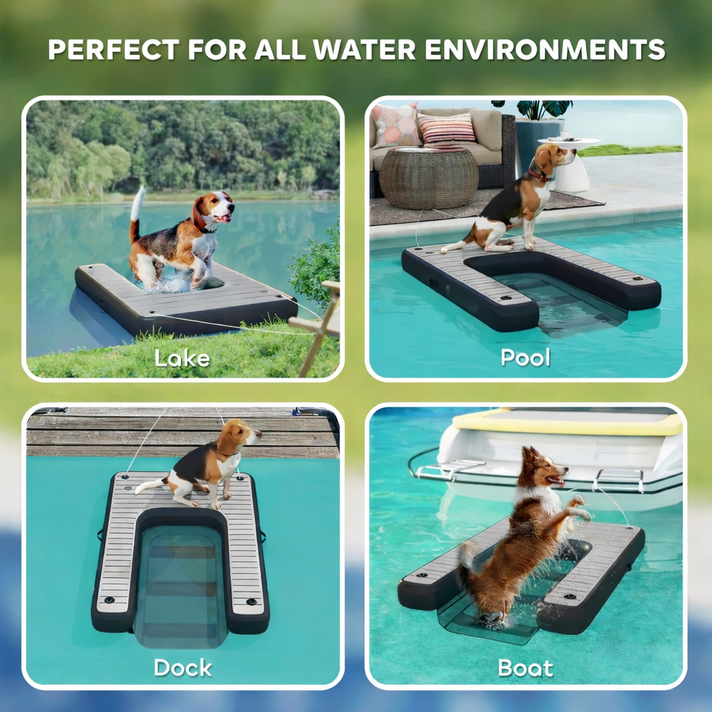 UrbanPup Floating Dog Pool Ramp – Safe Water Exit Platform for Pools, Docks & Boats (Up to 286 lbs).